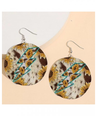 Western Earrings for Women Vintage Leather Earrings Teardrop Drop Dangle Earrings Sunflower Cow Print Earrings for Girls Jewe...