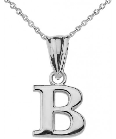 14K White Gold Fine Dangling Initial A-Z Charm Pendant with Rolo Chain - Your Choice of Chain Lengths 16.0 Inches B $94.59 Ne...