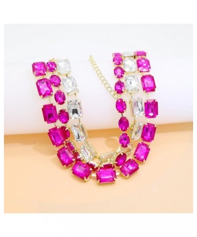 Colorful Crystal Rhinestone Choker Collar Necklace Twisted 3 Strand Statement Piece Trendy Gold Neck Chain Sparkling Cubic Zi...