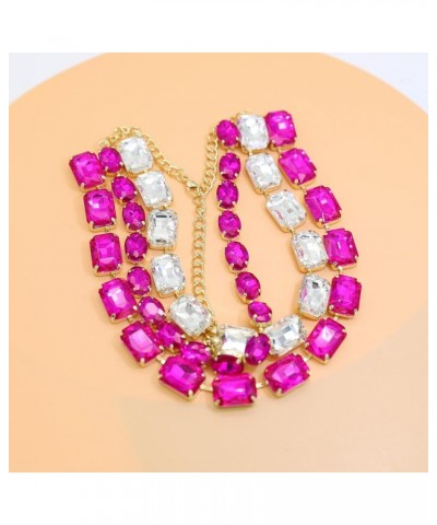 Colorful Crystal Rhinestone Choker Collar Necklace Twisted 3 Strand Statement Piece Trendy Gold Neck Chain Sparkling Cubic Zi...