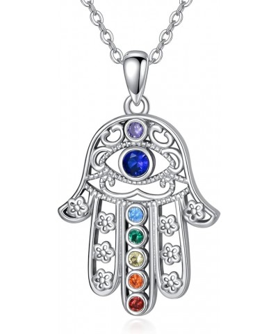 Chakra/Tree of Life/Evil Eye Hamsa Hand Necklace 925 Sterling Silver Hamsa Hand Gifts Christmas Jewelry for Women Mom Mother ...