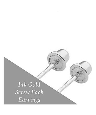 14k White Gold Ball Earrings with Secure Screw-backs Polished Genuine 14-Karat Gold Round Ball Studs 6mm $37.48 Earrings