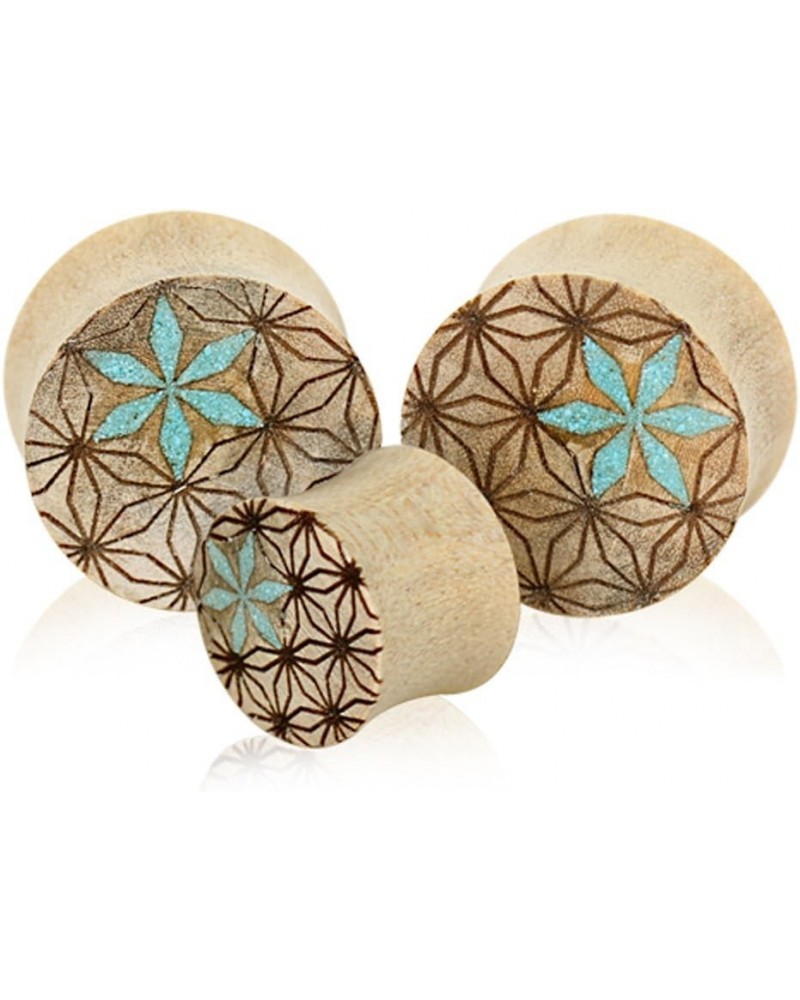 Organic Crocodile Wood Geometric Pattern Saddle Plugs, Sold as a Pair 14mm (9/16") $9.50 Body Jewelry