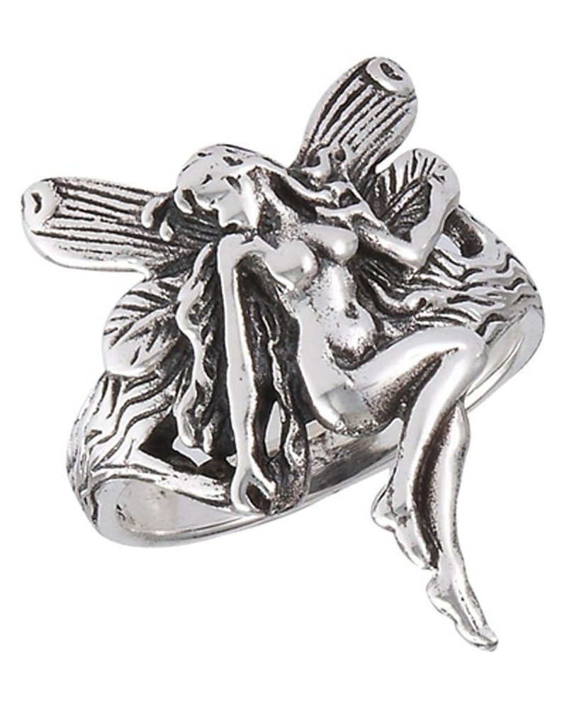 Oxidized Fairy Female Wings Ring New .925 Sterling Silver Band Sizes 6-10 $16.26 Rings