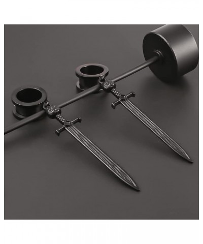 2PCS Ear Gauges Cool Sword-Pendant 316 Hypoallergenic Stainless Steel Dangle Ear Plugs Tunnels Gauges Stretcher Pair Selling ...