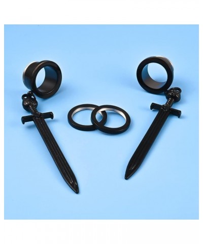 2PCS Ear Gauges Cool Sword-Pendant 316 Hypoallergenic Stainless Steel Dangle Ear Plugs Tunnels Gauges Stretcher Pair Selling ...