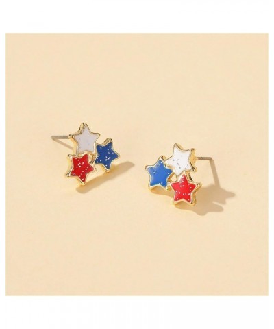 3 Pairs American Flag Stud Earrings for Women Girls Fashion Red Blue Star Butterfly Dragonfly July 4th USA Patriotic Independ...