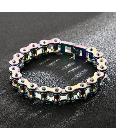 13mm Heavy Punk Rock Men Women Rainbow Bike Biker Motorcycle Chain Bracelet Jewelry Gold Black Stainless Steel Bicycle Bangle...