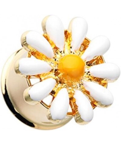 Golden Daisy Flower Double Flared Ear Gauge WildKlass Plug 7/16" (11mm) $15.65 Body Jewelry