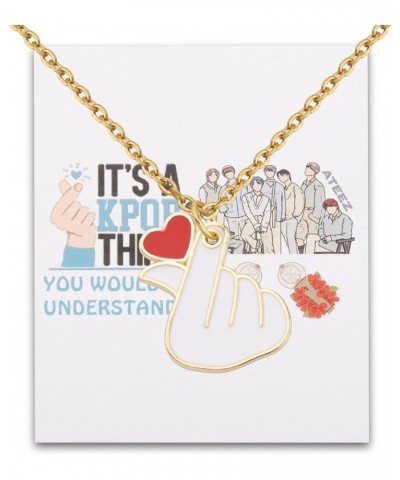 Singer Album Inspired Gift K-POP Merch Finger Heart Necklace for Fans It's A K-POP Thing Music Lover Gift ATEEZZFingerNecklac...