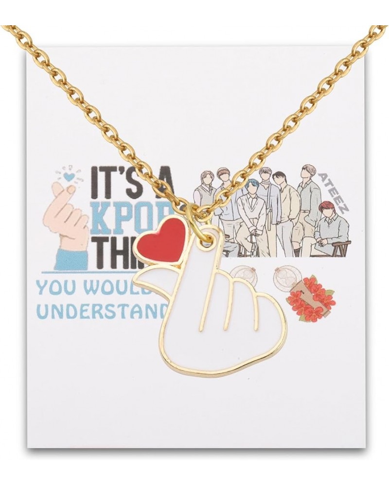 Singer Album Inspired Gift K-POP Merch Finger Heart Necklace for Fans It's A K-POP Thing Music Lover Gift ATEEZZFingerNecklac...