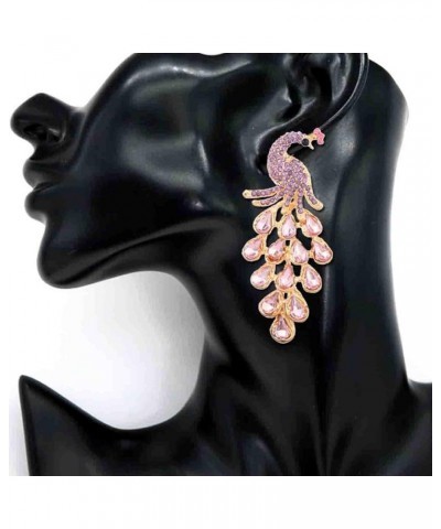 Fashion Crystal Peacock Dangle Earrings Vintage Exaggerate Animal Rhinestone Statement Drop Stud Earring Luxury Jewelry for W...