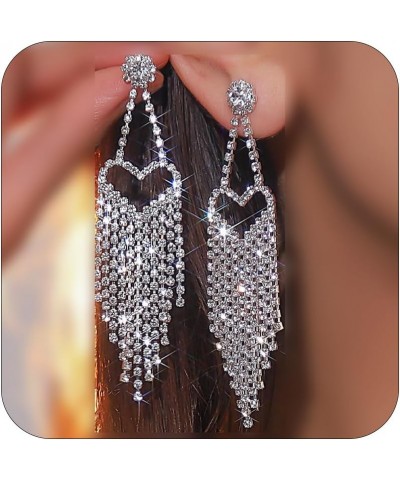 Rhinestone Drop Earrings for Women Butterfly Wing Earrings Silver Sparkling Earrings Crystal Silver Statement Earrings for Gi...