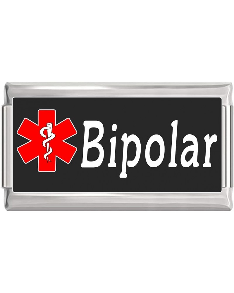 New Charms Bipolar Medical Alert Italian Charm on Black Superlink Bracelet Jewelry Link $8.63 Bracelets