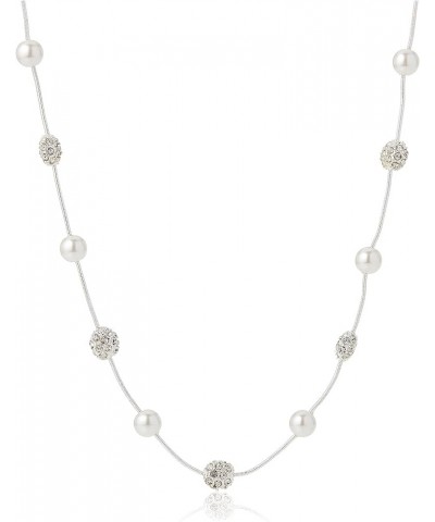 Anne Klein Jewellery Classics Silver-Tone Cream Pearl Fireball Necklace Silver $16.28 Necklaces