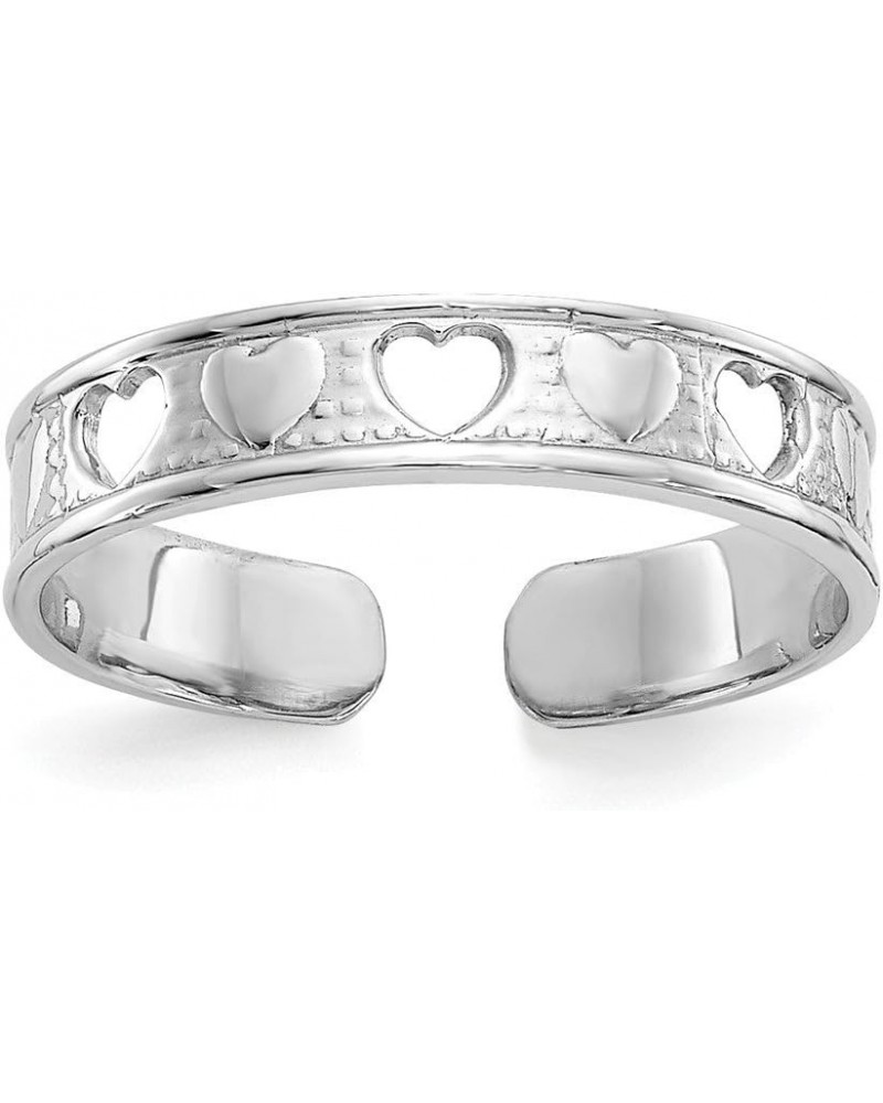 Solid 14k White Gold Hearts Toe Ring Adjustable $45.51 Body Jewelry