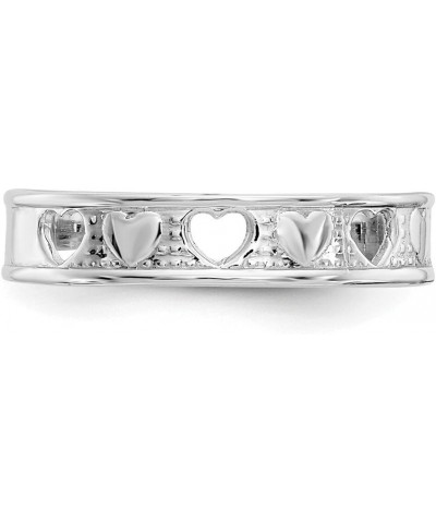 Solid 14k White Gold Hearts Toe Ring Adjustable $45.51 Body Jewelry