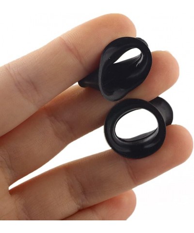 2 PAIR (4pcs) BLACK WHITE SILICONE EARSKIN TUNNELS Double Flare Gauges Super Ultra Thin Soft Flexible Flesh Plugs 1054 8G (3M...