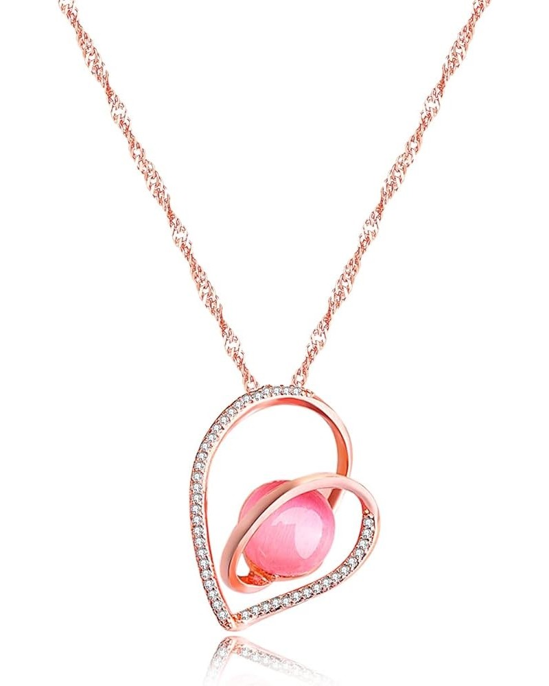 Crystal Heart Necklace Love Pendant Wedding Valentines Jewelry for Women Y1068 $7.79 Necklaces