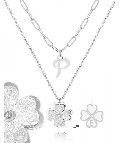 Non Tarnish Lucky Clover Flower Initial Necklaces for Teen Girls Women Trendy, Dainty Layered Cute Letter Pendant Necklace 18...