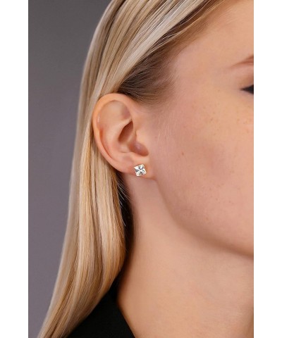 14k Yellow Gold Princess-Cut Square Cubic Zirconia CZ Stud Earrings with Gold Butterfly Pushbacks 6mm $24.27 Earrings