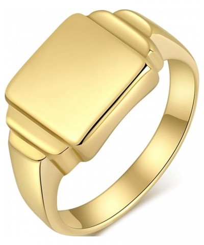 Stainless Steel Step Edged Signet Style Wedding Anniversary Statement Promise Ring Gold $6.88 Rings