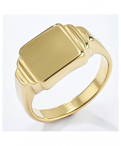 Stainless Steel Step Edged Signet Style Wedding Anniversary Statement Promise Ring Gold $6.88 Rings