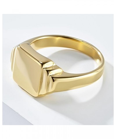 Stainless Steel Step Edged Signet Style Wedding Anniversary Statement Promise Ring Gold $6.88 Rings