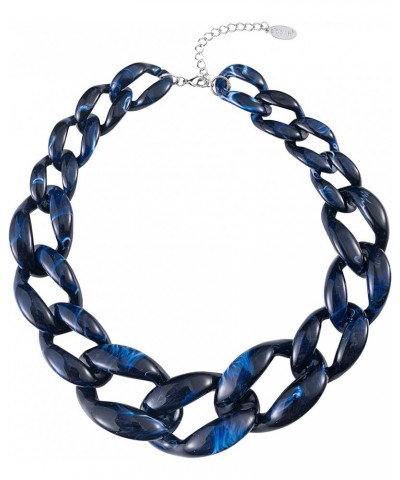 Statement Chunky Fashion Acrylic Beads Choker Chain Necklace for Women Gifts Navy Blue $11.54 Necklaces