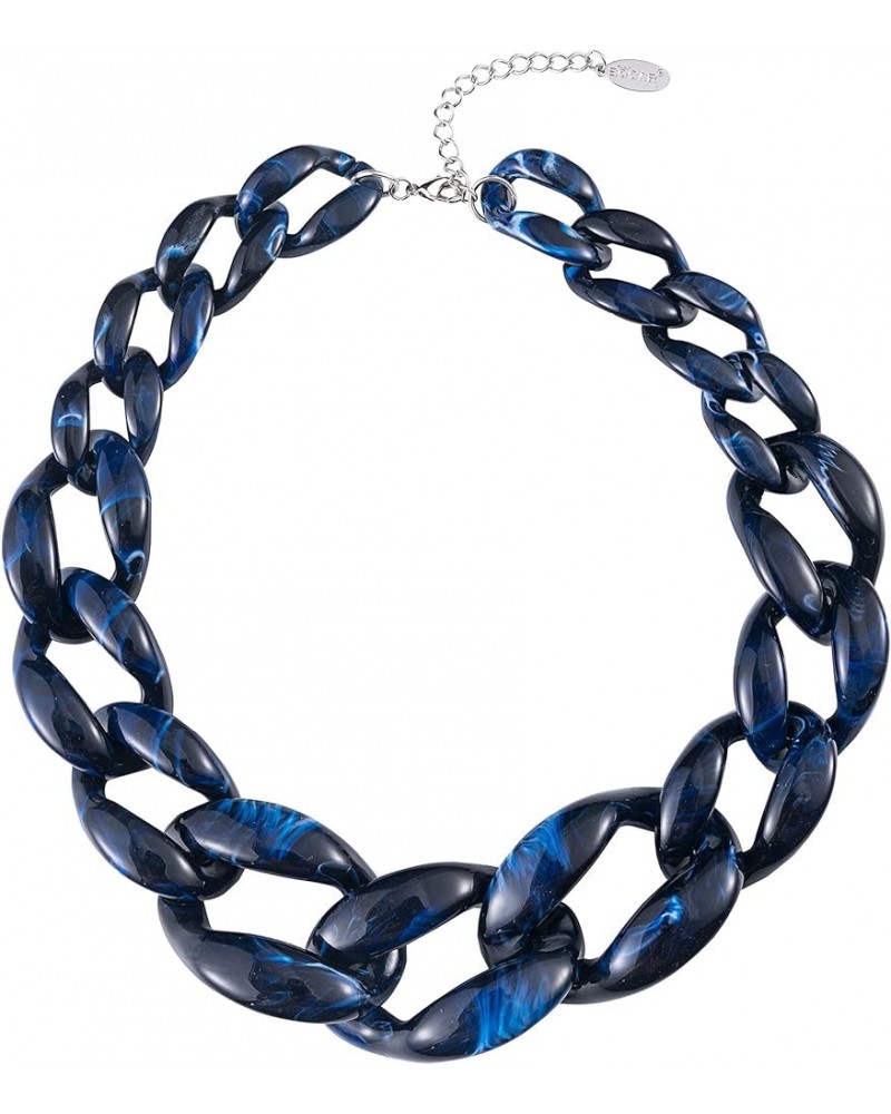 Statement Chunky Fashion Acrylic Beads Choker Chain Necklace for Women Gifts Navy Blue $11.54 Necklaces