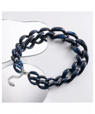 Statement Chunky Fashion Acrylic Beads Choker Chain Necklace for Women Gifts Navy Blue $11.54 Necklaces