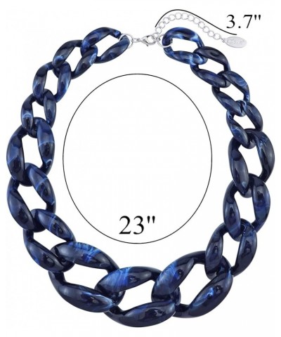 Statement Chunky Fashion Acrylic Beads Choker Chain Necklace for Women Gifts Navy Blue $11.54 Necklaces