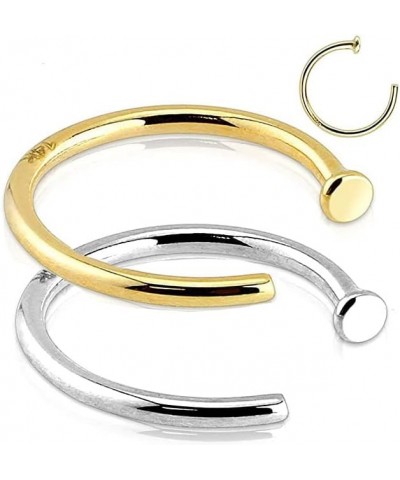 14K Gold Nose Ring, Solid 8mm Hoop, Non-Irritating Skin Safe Real Gold, Women and Men 14k White/Yellow Gold (Set of Two 20g) ...