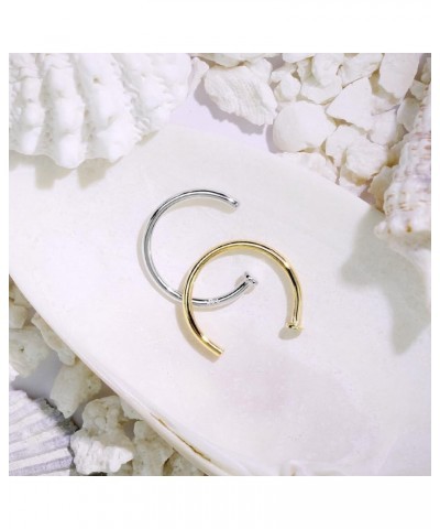 14K Gold Nose Ring, Solid 8mm Hoop, Non-Irritating Skin Safe Real Gold, Women and Men 14k White/Yellow Gold (Set of Two 20g) ...