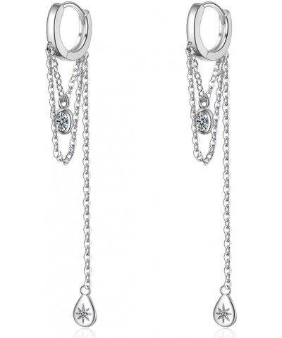 Huggie earrings Dangle Long Size Stainless steel Elegant Precious earrings chain CZ Cubic Zirconia Hoop Drop & Dangle Earring...