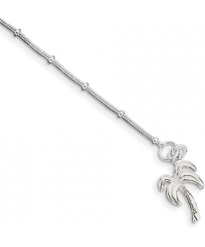 925 Sterling Silver Solid Polished Palm Tree Anklet Spring Ring Jewelry Gifts for Women - Length Options: 10 9 9.0 Inches $46...