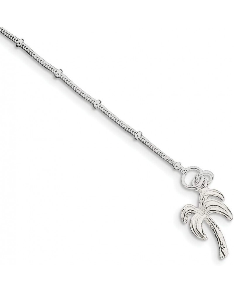 925 Sterling Silver Solid Polished Palm Tree Anklet Spring Ring Jewelry Gifts for Women - Length Options: 10 9 9.0 Inches $46...