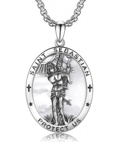 925 Sterling Silver Patron Saint Amulet Necklace | 7 Archangel Protection Medal Pendant Necklace | Saint Raphael,Michael,Chri...