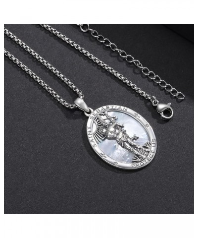 925 Sterling Silver Patron Saint Amulet Necklace | 7 Archangel Protection Medal Pendant Necklace | Saint Raphael,Michael,Chri...