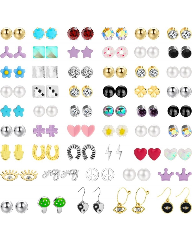 52 Pairs Colorful Cute Stud Earrings for Girls Hypoallergenic Earrings Stainless Steel Earrings for Girls and Women Stylish $...