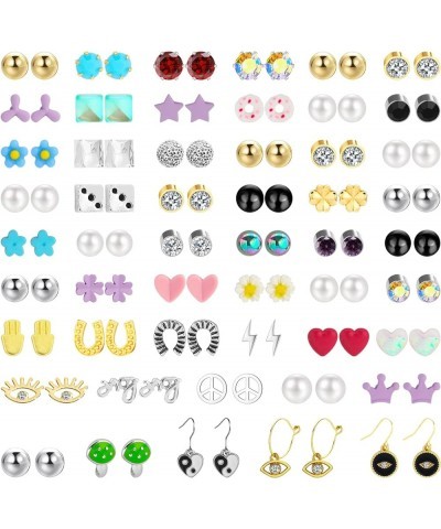 52 Pairs Colorful Cute Stud Earrings for Girls Hypoallergenic Earrings Stainless Steel Earrings for Girls and Women Stylish $...