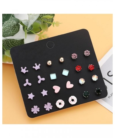 52 Pairs Colorful Cute Stud Earrings for Girls Hypoallergenic Earrings Stainless Steel Earrings for Girls and Women Stylish $...