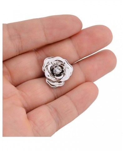 Rhinestone Crystal Blooming Rose Flower Brooch Pin Breastpin for Women Birdal Prom Jewelry Silver Alloy Rose $8.09 Brooches &...