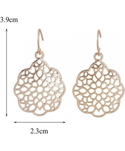 Woman's - Bohemian Drop Earrings - Filigree Cutout Round Shape - worn gold plating Lightweight Dangle Earrings - Fashion Earr...