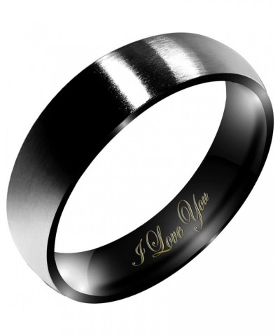 Women's Matte & Brushed 3MM & 5MM & 7MM Dome Promise Ring Wedding Bands Titanium Ring Color: Black Engraved I Love You 5mm $1...