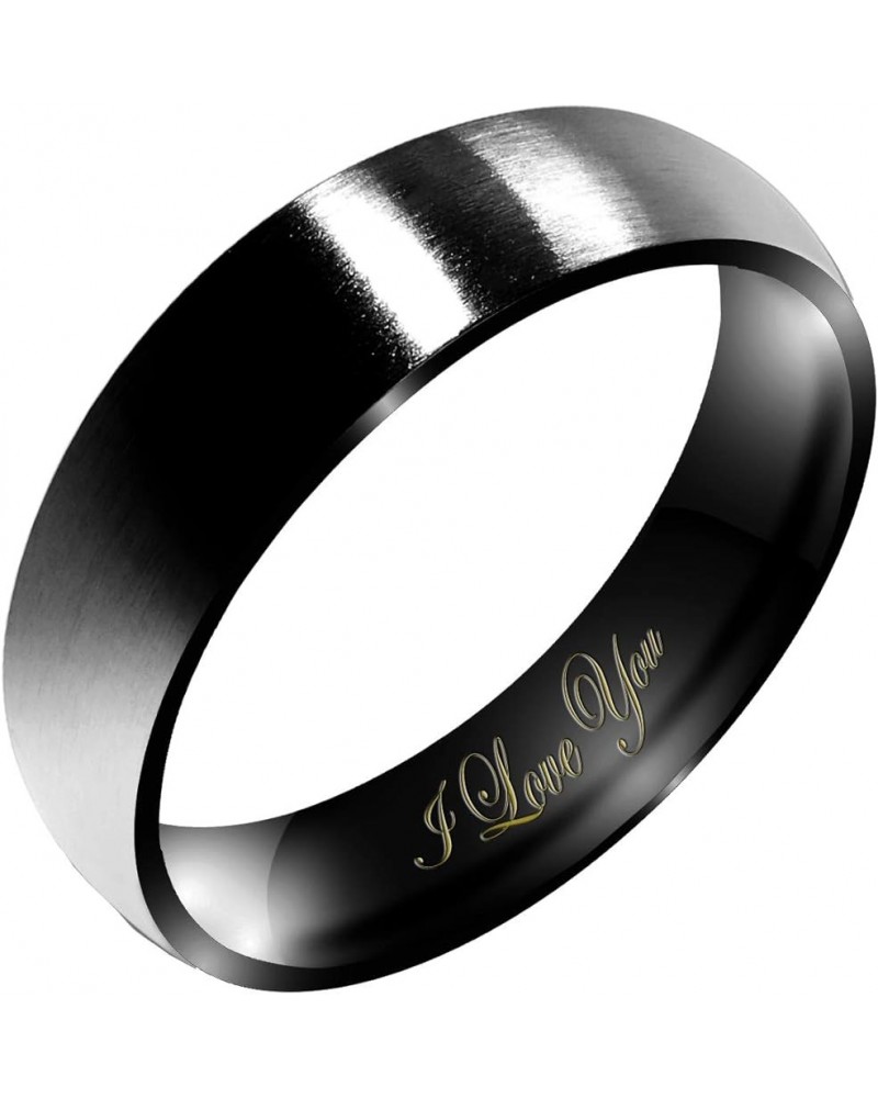 Women's Matte & Brushed 3MM & 5MM & 7MM Dome Promise Ring Wedding Bands Titanium Ring Color: Black Engraved I Love You 5mm $1...