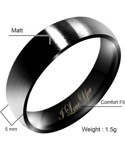 Women's Matte & Brushed 3MM & 5MM & 7MM Dome Promise Ring Wedding Bands Titanium Ring Color: Black Engraved I Love You 5mm $1...