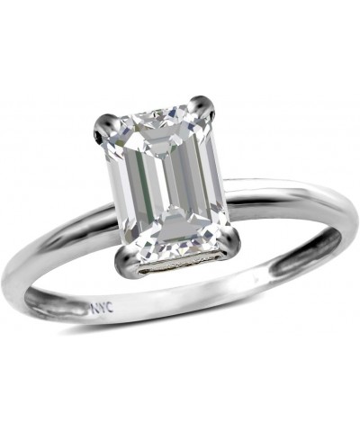 Solid 10k Gold Classic Octagon Emerald Cut 8x6mm Solitaire Engagement Promise Ring White Topaz $119.69 Rings