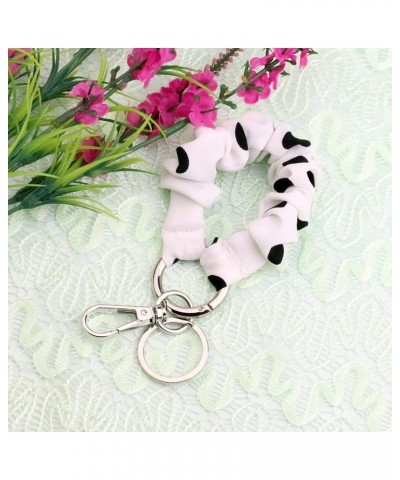 Polka Dot Wristlet Bracelet Multi-functional Stretchy Removable Key Ring White $8.31 Bracelets