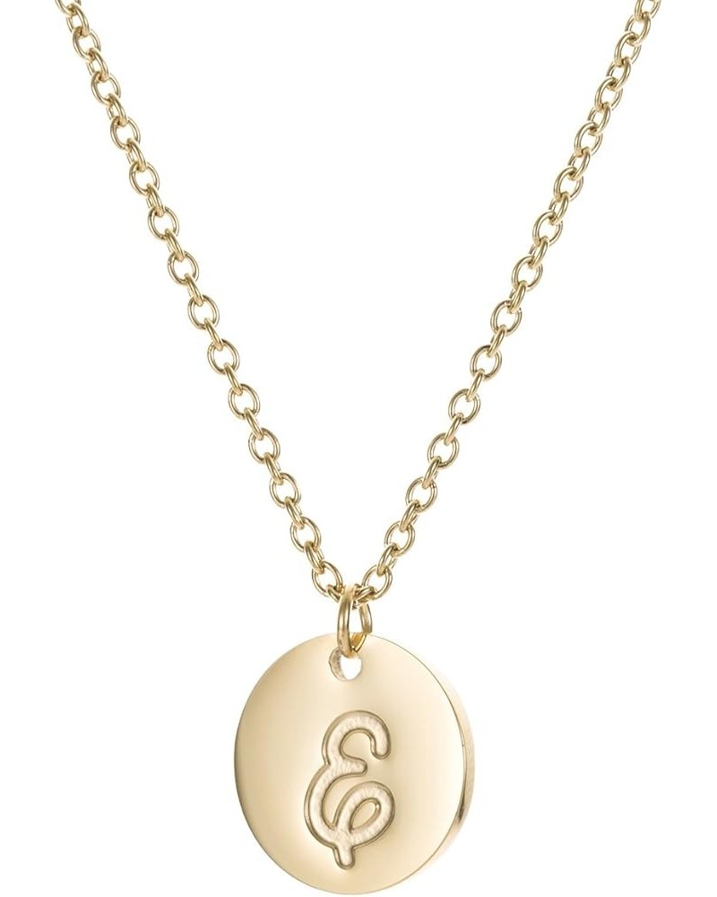 Disc Initial Necklace Gold & Silver for Women Girls Stainless Steel Statement Jewelry Gift Idea Gold E $5.71 Necklaces